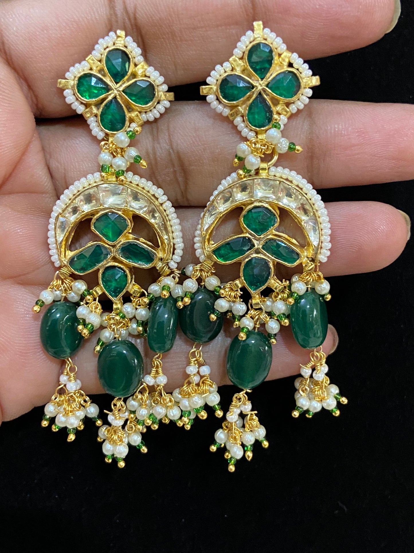 Pachi Kundan earrings | Bollywood jewelry
