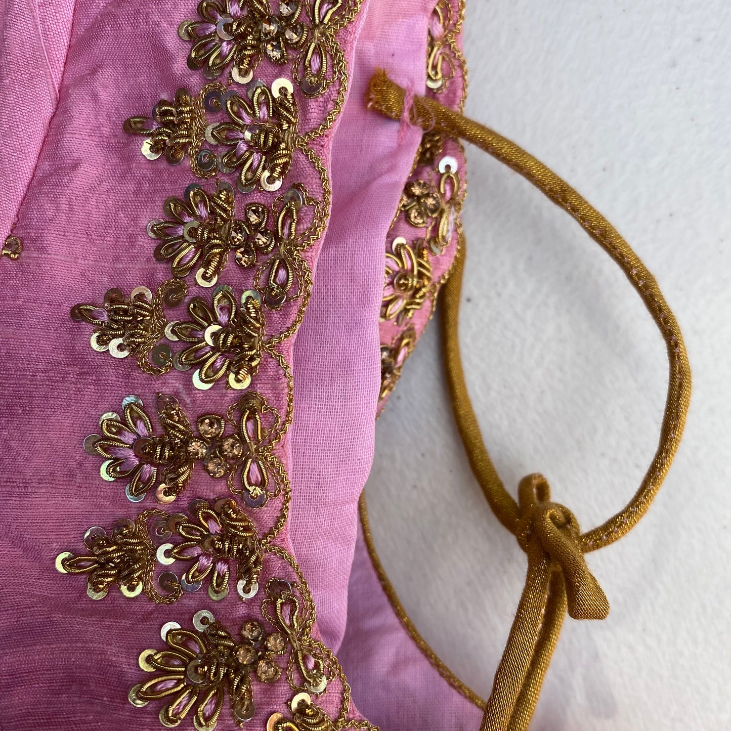 Baby pink Rawsilk embroidery blouse | designer blouse