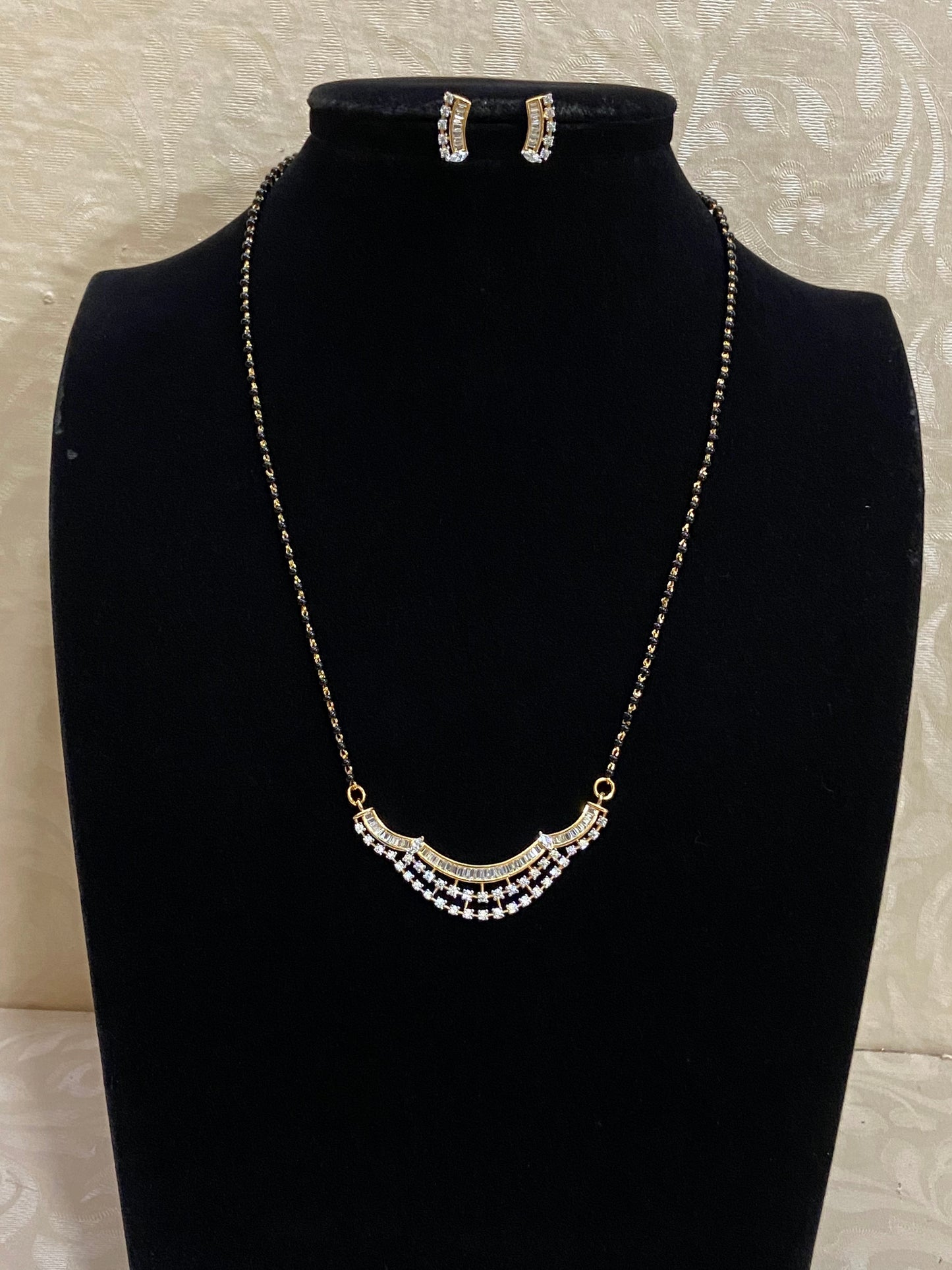 AD pendant mangalsutra | Black beads necklace