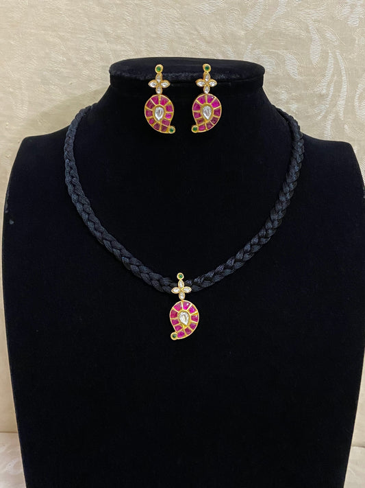 Jadau pendant black thread necklace | mangalsutra