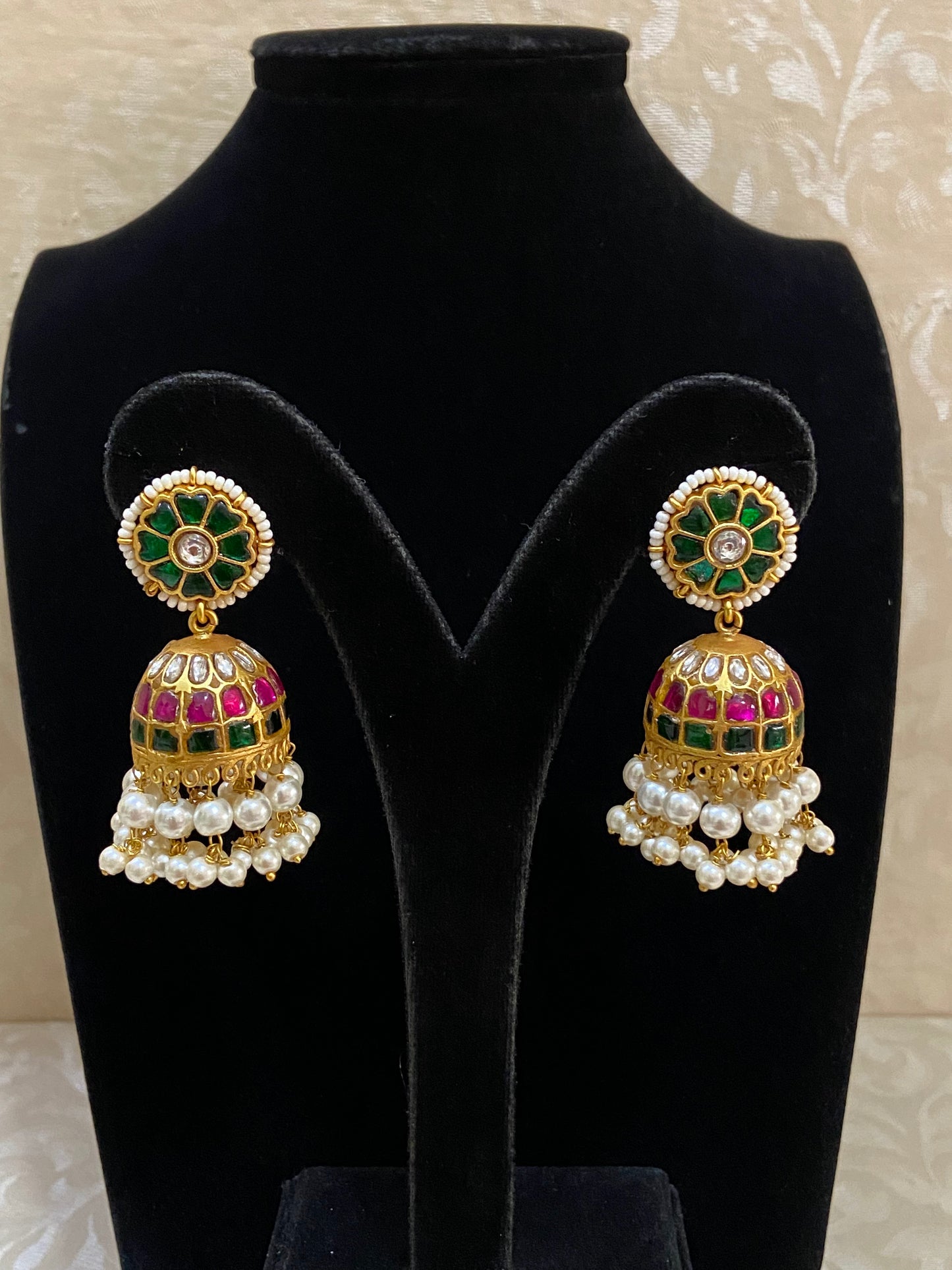 Jadau kundan jumki | Silver look jumki | Indian earrings