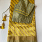 Yellow chanderi handloom saree with blouse | Pattu Saree | party wear Saree