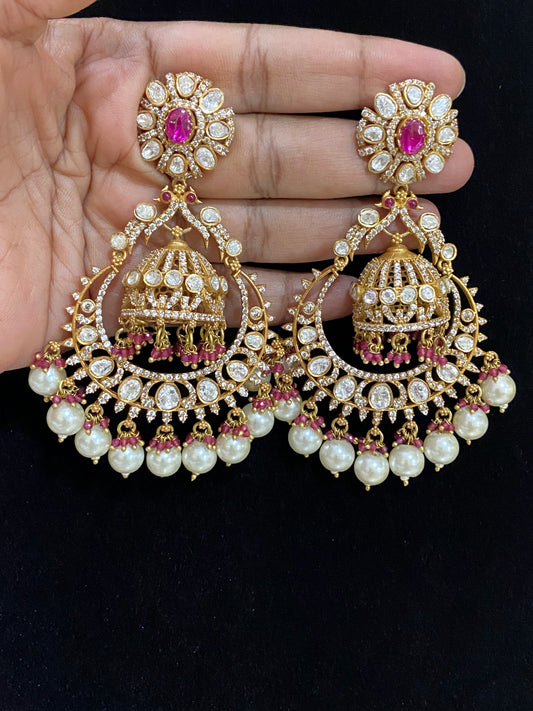 Moissanite earrings | party wear earrings | chnadbali earrings
