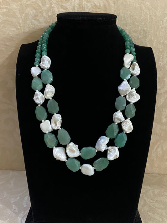Green Aventurine necklace | contemporary beads necklace | natural beads necklace