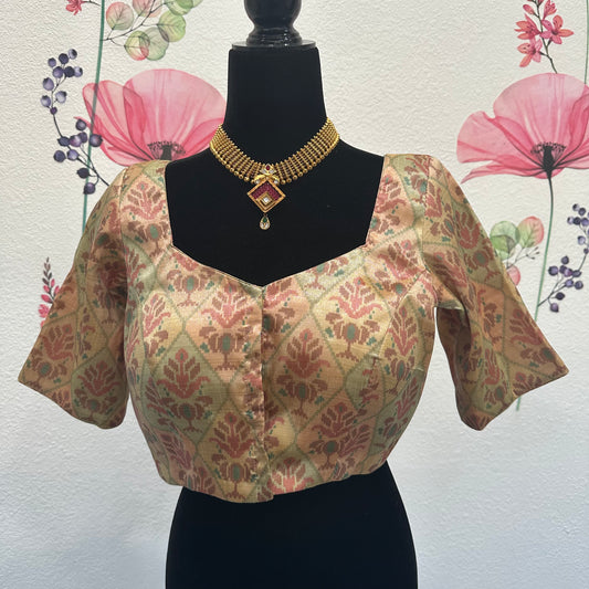 Ikkat print Silk blouse | Saree blouse