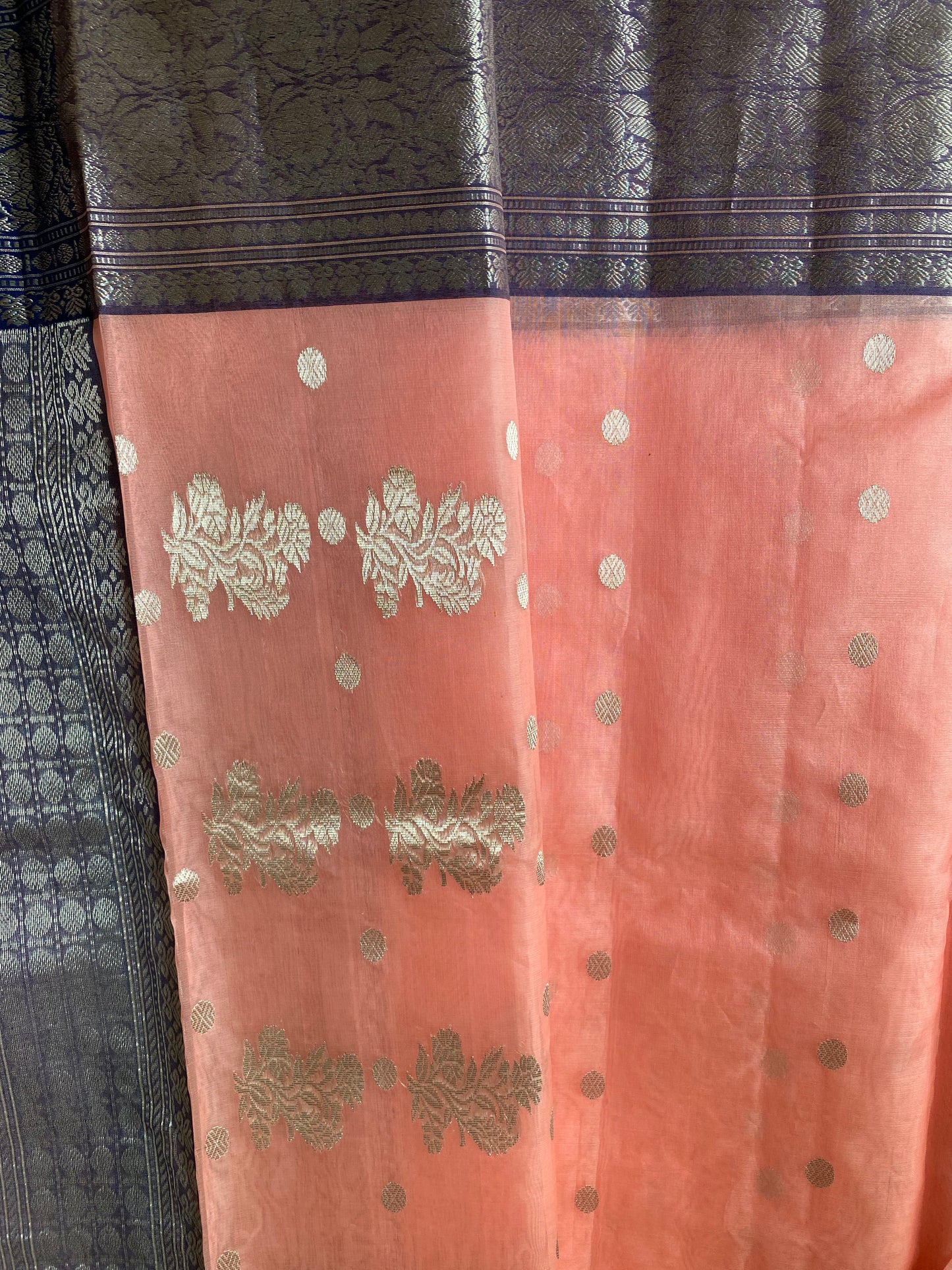 Peach handloom chanderi organza saree| party wear saree