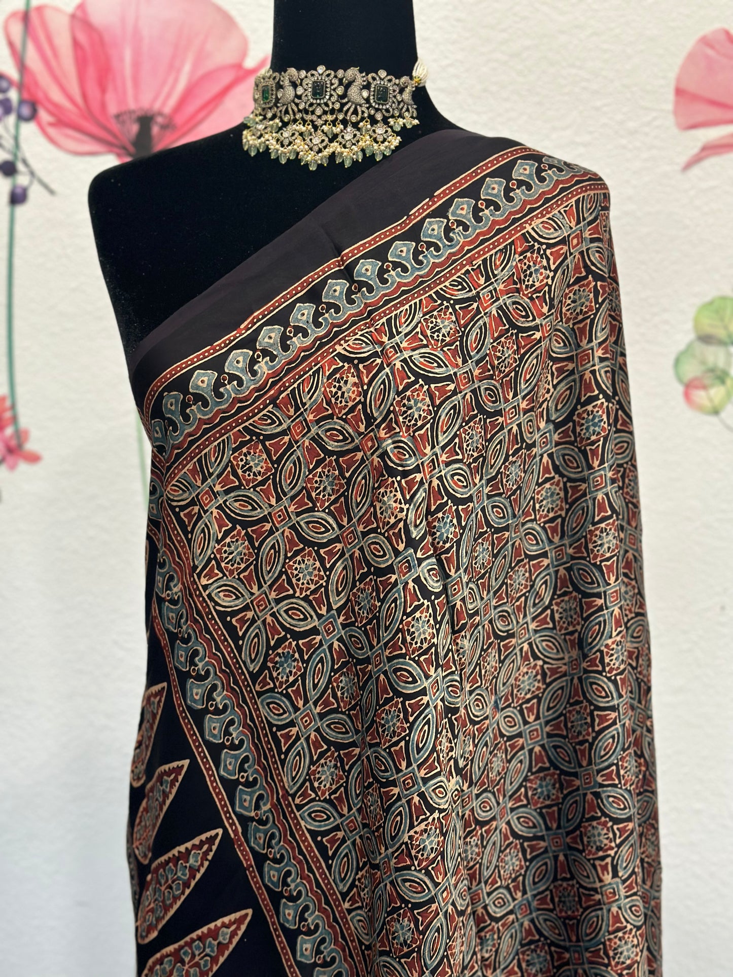 Model silk Ajrakh dupatta | Partywear dupatta