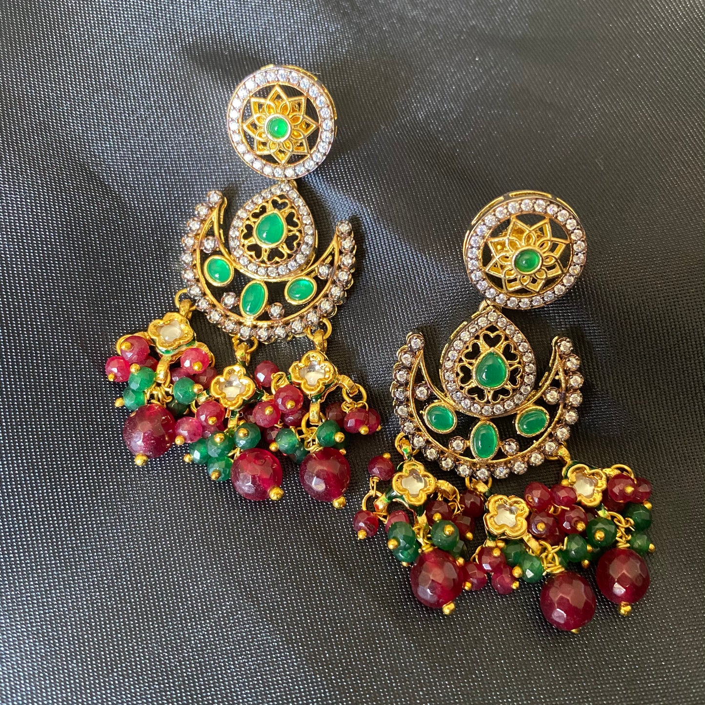 Dual tone Chandbali earrings