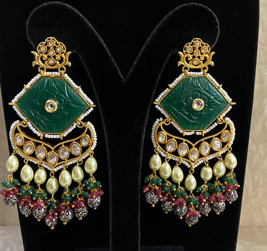 Carved stone earrings | designer earrings | Party wear earrings | Indian earrings