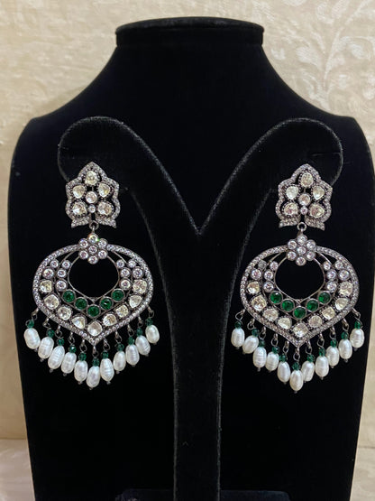 Victorian moissanite chandbali earrings | Partywear earrings